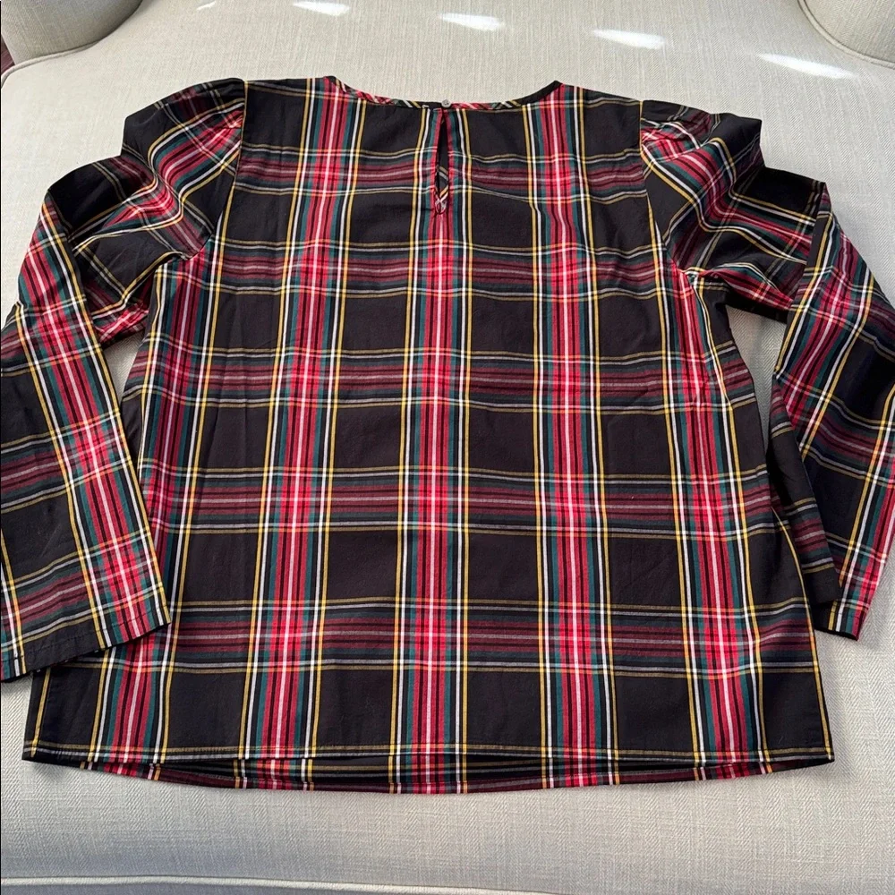 J. Crew Women's Black & Red Multicolor Plaid Blouse NWT ✨. Size: M